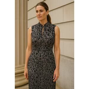 Brooks Brothers Sleeveless Burnout Sheath Dress Animal Print Knee Length Size 2